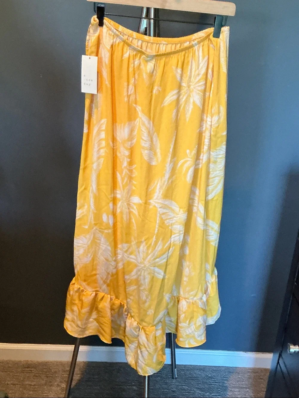 Yellow Floral Ruffle Maxi Skirt - Women